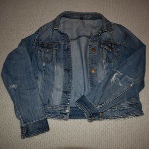 AEO Cropped, Distressed Denim Jacket - Size L